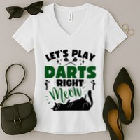 Darts & Cats  Dartboard Funny Dart Player Team Darts Player  Women's V-Neck T-Shirt
