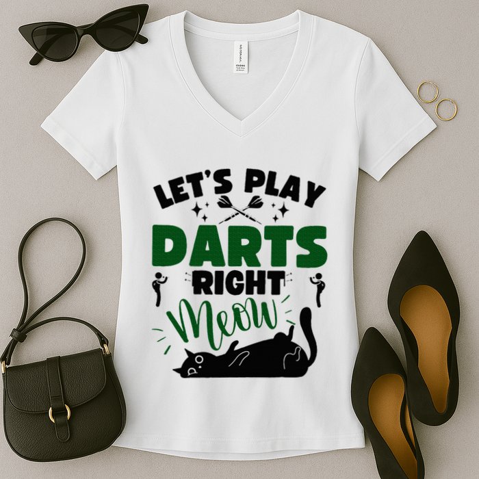 Darts & Cats  Dartboard Funny Dart Player Team Darts Player  Women's V-Neck T-Shirt