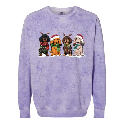 Dachshund Christmas Dog Lover Family Colorblast Crewneck Sweatshirt