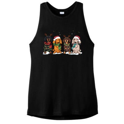 Dachshund Christmas Dog Lover Family Ladies PosiCharge Tri-Blend Wicking Tank