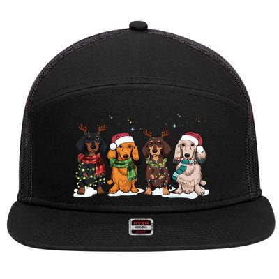Dachshund Christmas Dog Lover Family 7 Panel Mesh Trucker Snapback Hat