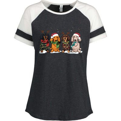 Dachshund Christmas Dog Lover Family Enza Ladies Jersey Colorblock Tee