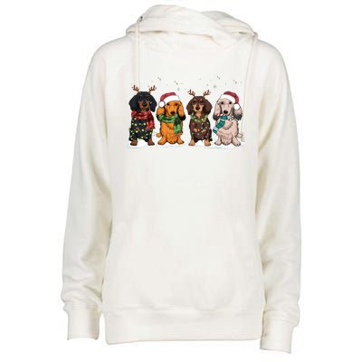 Dachshund Christmas Dog Lover Family Womens Funnel Neck Pullover Hood