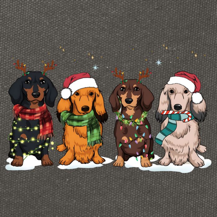 Dachshund Christmas Dog Lover Family Cotton Canvas Backpack