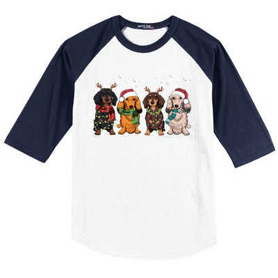 Dachshund Christmas Dog Lover Family Baseball Sleeve Shirt