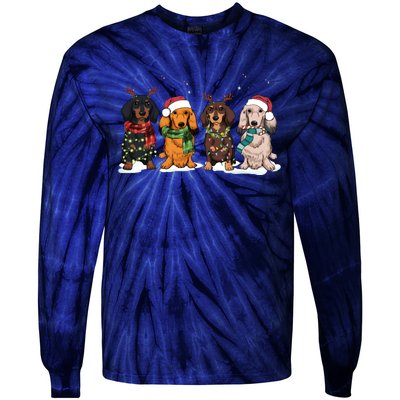 Dachshund Christmas Dog Lover Family Tie-Dye Long Sleeve Shirt