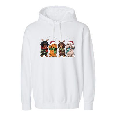 Dachshund Christmas Dog Lover Family Garment-Dyed Fleece Hoodie