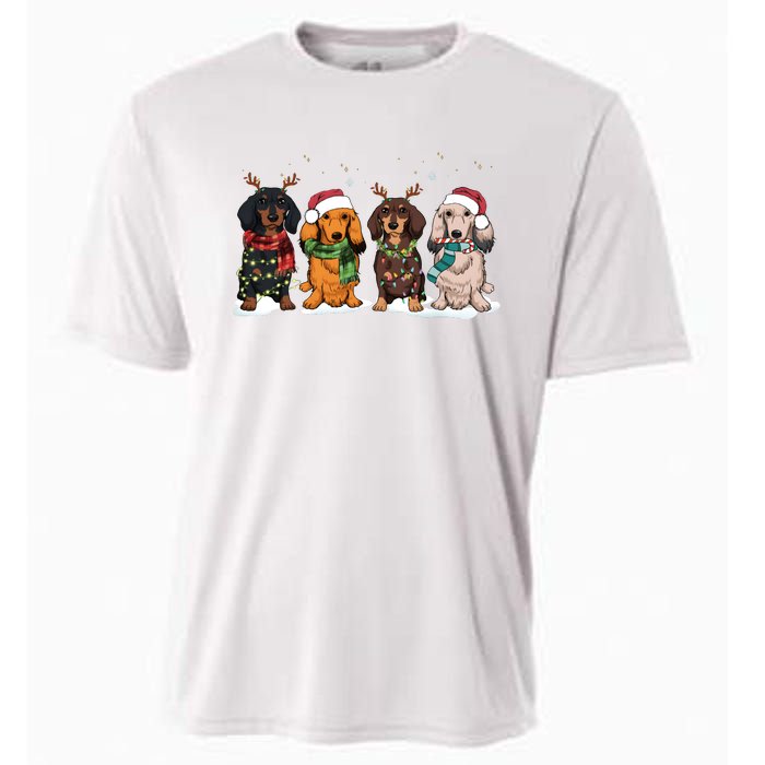 Dachshund Christmas Dog Lover Family Cooling Performance Crew T-Shirt