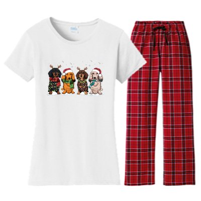 Dachshund Christmas Dog Lover Family Women's Flannel Pajama Set