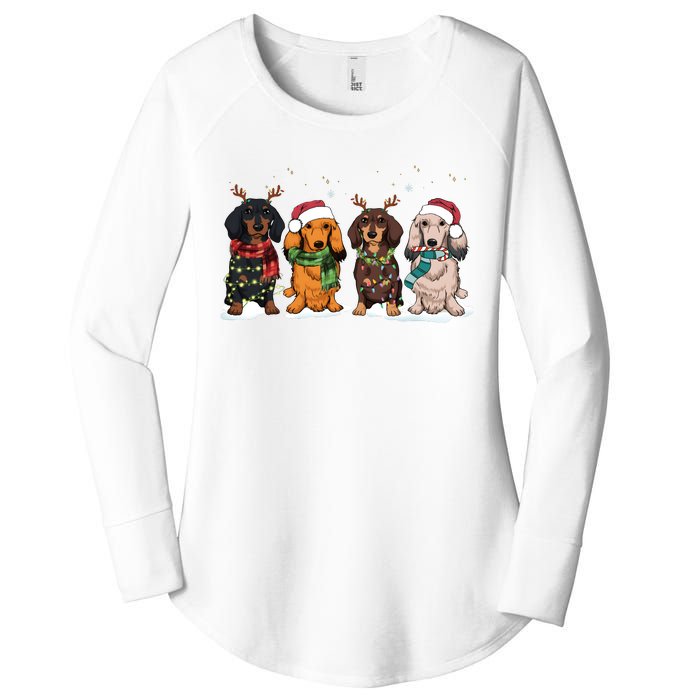 Dachshund Christmas Dog Lover Family Women's Perfect Tri Tunic Long Sleeve Shirt