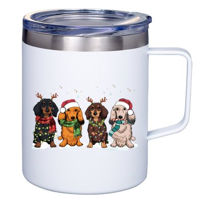 Dachshund Christmas Dog Lover Family 12oz Stainless Steel Coffee Mug