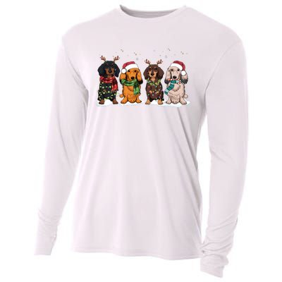 Dachshund Christmas Dog Lover Family Cooling Performance Long Sleeve Crew