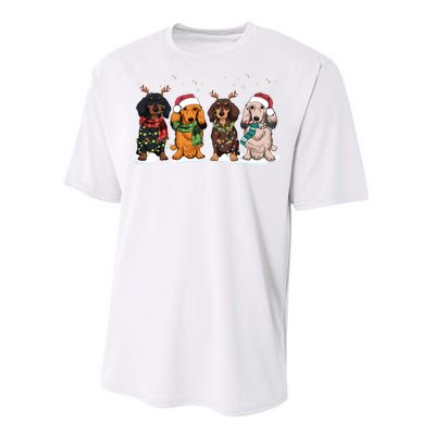 Dachshund Christmas Dog Lover Family Performance Sprint T-Shirt