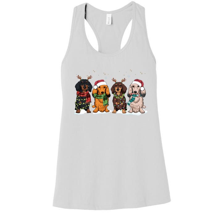 Dachshund Christmas Dog Lover Family Women's Racerback Tank