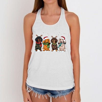 Dachshund Christmas Dog Lover Family Women's Knotted Racerback Tank