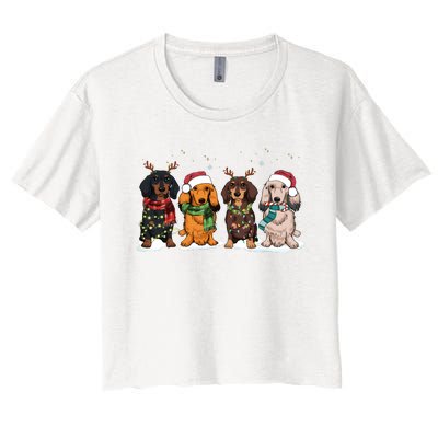 Dachshund Christmas Dog Lover Family Women's Crop Top Tee