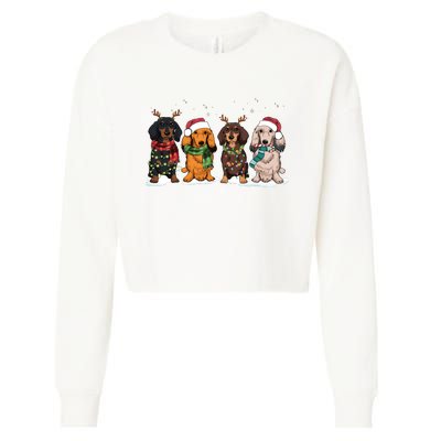 Dachshund Christmas Dog Lover Family Cropped Pullover Crew