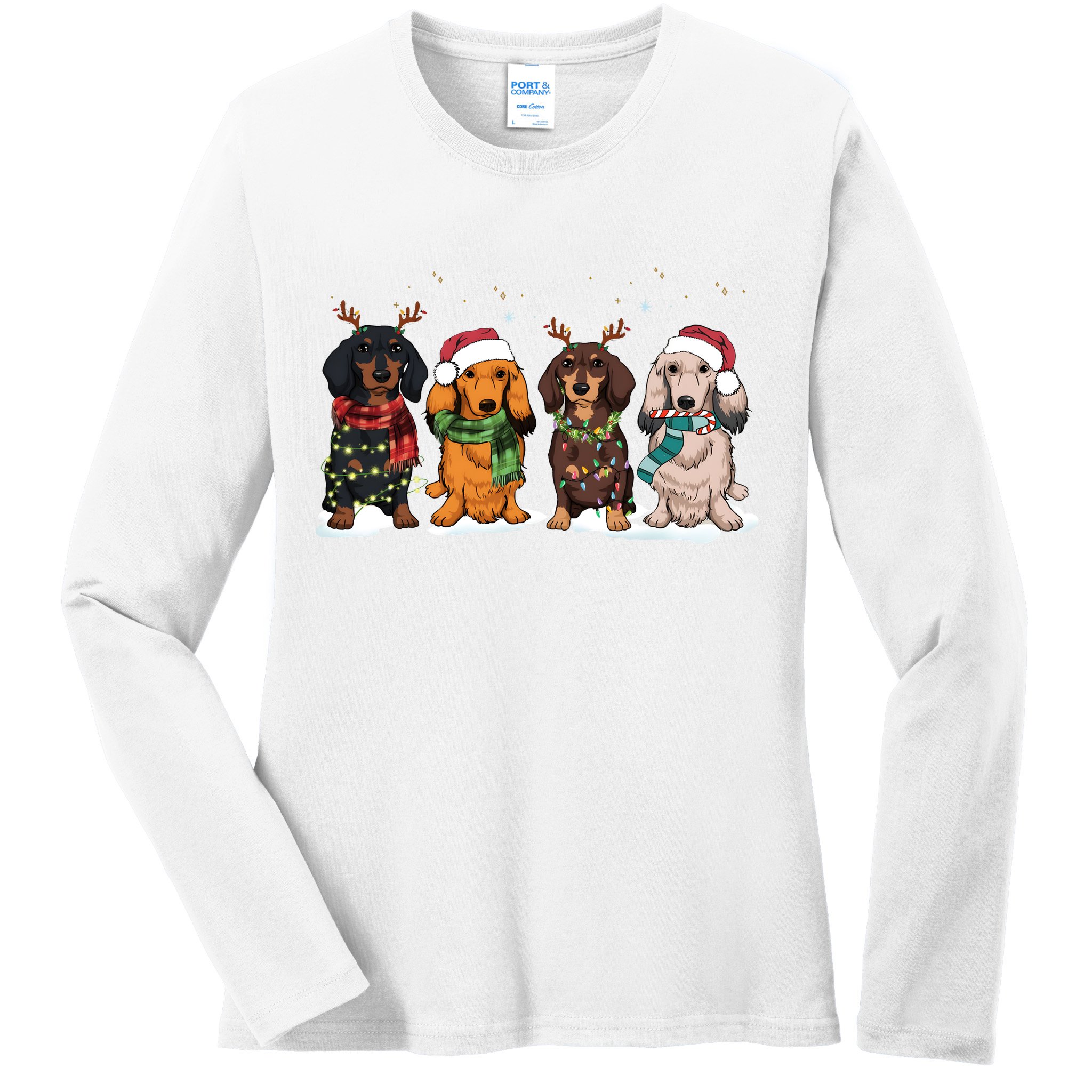 Dachshund Christmas Dog Lover Family Ladies Long Sleeve Shirt