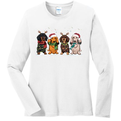 Dachshund Christmas Dog Lover Family Ladies Long Sleeve Shirt