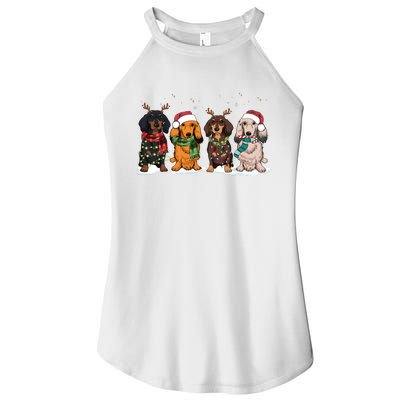 Dachshund Christmas Dog Lover Family Women's Perfect Tri Rocker Tank