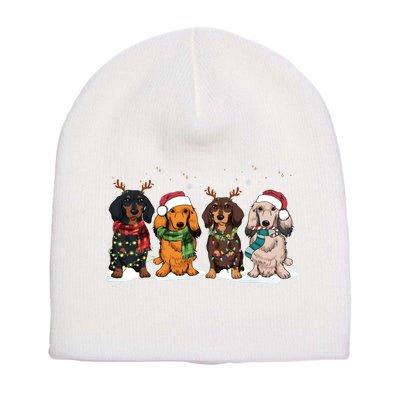 Dachshund Christmas Dog Lover Family Short Acrylic Beanie