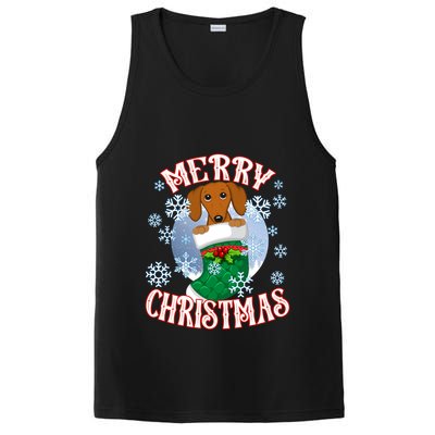 Dachshund Cute Dog In A Christmas Stocking Stuffer Gift PosiCharge Competitor Tank