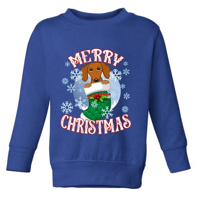 Dachshund Cute Dog In A Christmas Stocking Stuffer Gift Toddler Sweatshirt