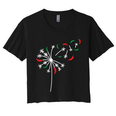 Dandelion Cinco De Mayo Cute Chili Flower Mexican Fiesta Women's Crop Top Tee