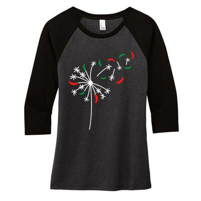 Dandelion Cinco De Mayo Cute Chili Flower Mexican Fiesta Women's Tri-Blend 3/4-Sleeve Raglan Shirt