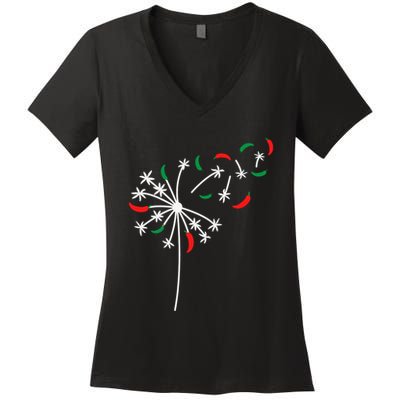 Dandelion Cinco De Mayo Cute Chili Flower Mexican Fiesta Women's V-Neck T-Shirt
