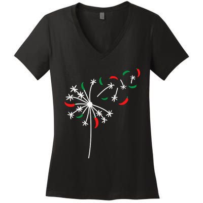 Dandelion Cinco De Mayo Cute Chili Flower Mexican Fiesta Women's V-Neck T-Shirt