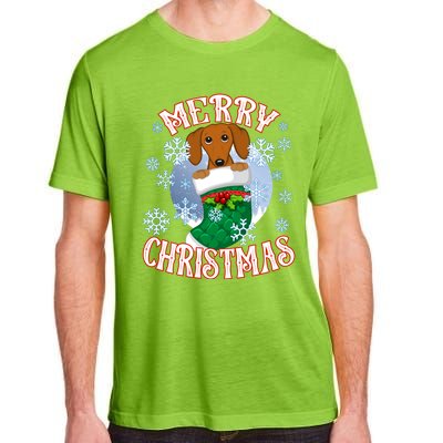 Dachshund Cute Dog In A Christmas Stocking Stuffer Cool Gift Adult ChromaSoft Performance T-Shirt