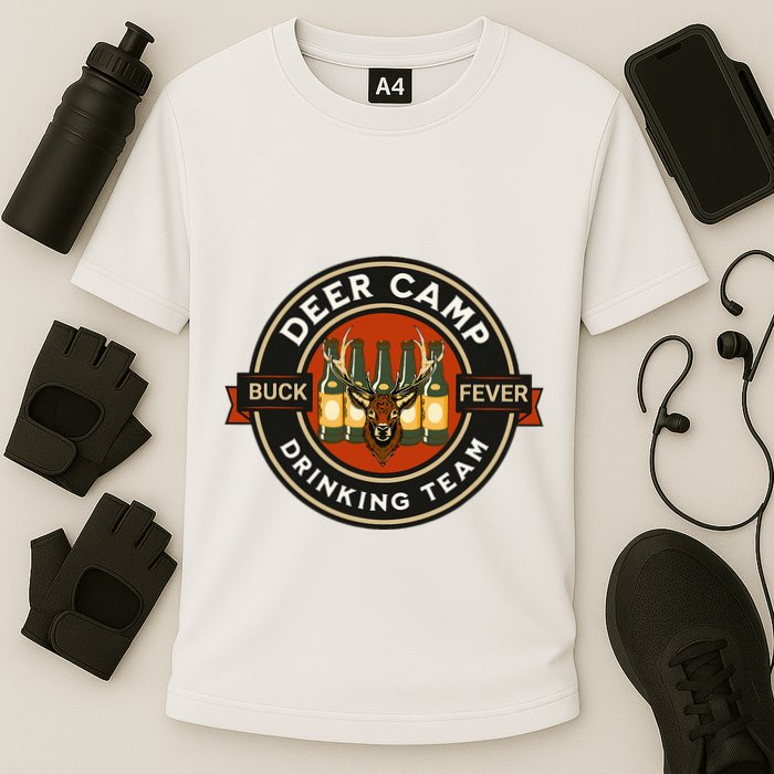Deer Camp Drinking Team Funny Hunting Cooling Performance Crew T-Shirt