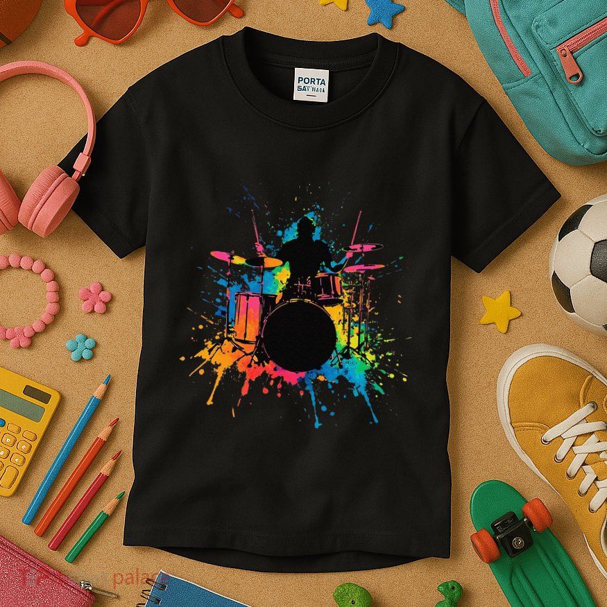 Drummer Colorful Drums Drumming Music Lover Gift Kids T-Shirt