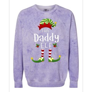 Daddy Christmas Elf Matching Pajama XMas Party Colorblast Crewneck Sweatshirt