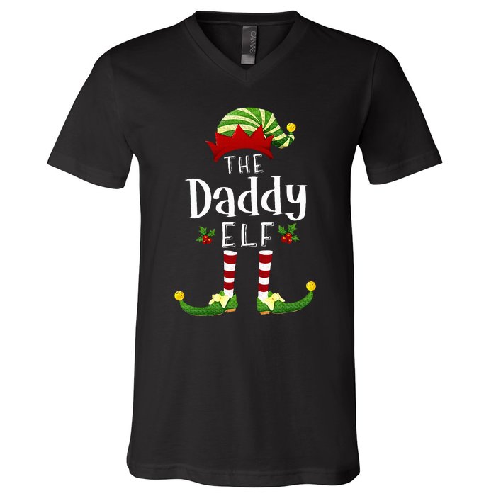 Daddy Christmas Elf Matching Pajama XMas Party V-Neck T-Shirt