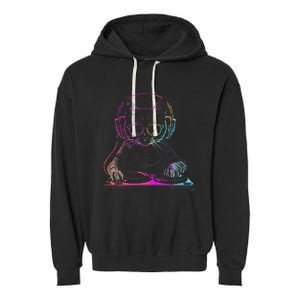 Dj Cat Edm Techno House Music Funny Cat Lover Garment-Dyed Fleece Hoodie