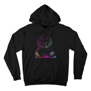 Dj Cat Edm Techno House Music Funny Cat Lover Hoodie