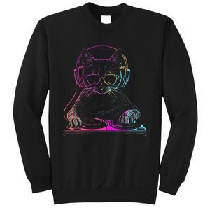 Dj Cat Edm Techno House Music Funny Cat Lover Sweatshirt