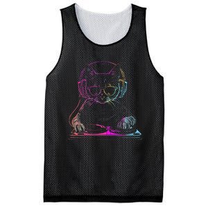 Dj Cat Edm Techno House Music Funny Cat Lover Mesh Reversible Basketball Jersey Tank