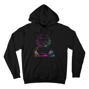 Dj Cat Edm Techno House Music Funny Cat Lover Tall Hoodie