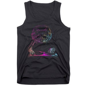 Dj Cat Edm Techno House Music Funny Cat Lover Tank Top