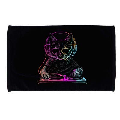 Dj Cat Edm Techno House Music Funny Cat Lover Microfiber Hand Towel