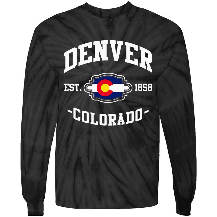 Denver Colorado Est 1858 State Flag Home Pride Tie-Dye Long Sleeve Shirt