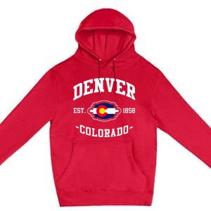 Denver Colorado Est 1858 State Flag Home Pride Premium Pullover Hoodie