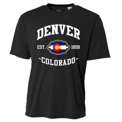 Denver Colorado Est 1858 State Flag Home Pride Cooling Performance Crew T-Shirt