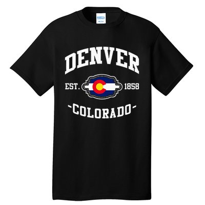 Denver Colorado Est 1858 State Flag Home Pride Tall T-Shirt