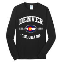 Denver Colorado Est 1858 State Flag Home Pride Tall Long Sleeve T-Shirt