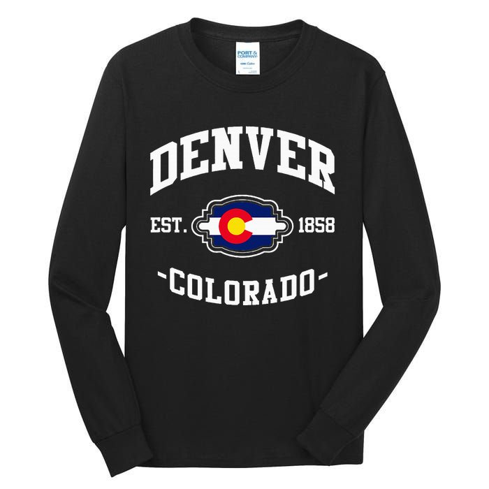 Denver Colorado Est 1858 State Flag Home Pride Tall Long Sleeve T-Shirt