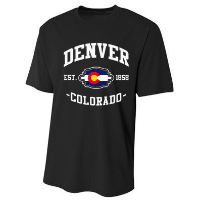 Denver Colorado Est 1858 State Flag Home Pride Performance Sprint T-Shirt